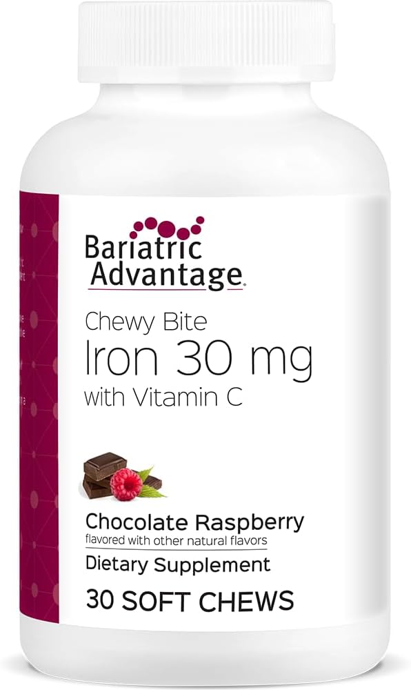 Bariatric Advantage Iron Chewy Bite Chocolate Raspberry Truffle (30 mg iron, 60 mg vitamin c) 30 count