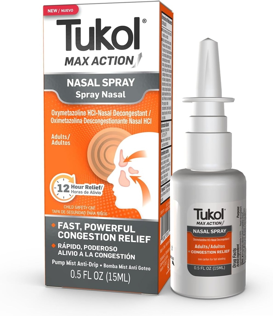 TUKOLの大人のための最高の行為の鼻のスプレー、Oxymetazolineの鼻のDecongestantのスプレー、速いStuffy鼻及びSinusの混雑の救助、12時間の鼻のスプレーDecongestant、0.5のflのoz