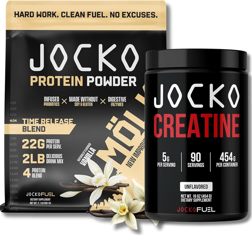 Jockoの燃料の束-男性及び女性のためのVanilla Mölkの蛋白質の粉+クレアチンの Monohydrateの粉-熱狂的な性能、回復および筋肉成長のための束