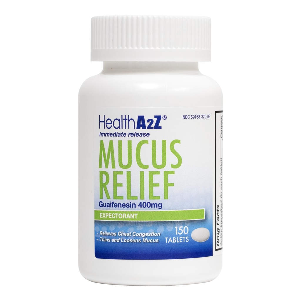 HealthA2Z® ムカス救済 | グアイフェンセイン 400mg | 即時リリース Expectorant | チェストコンゲスメント&ムカス救済 | 150錠