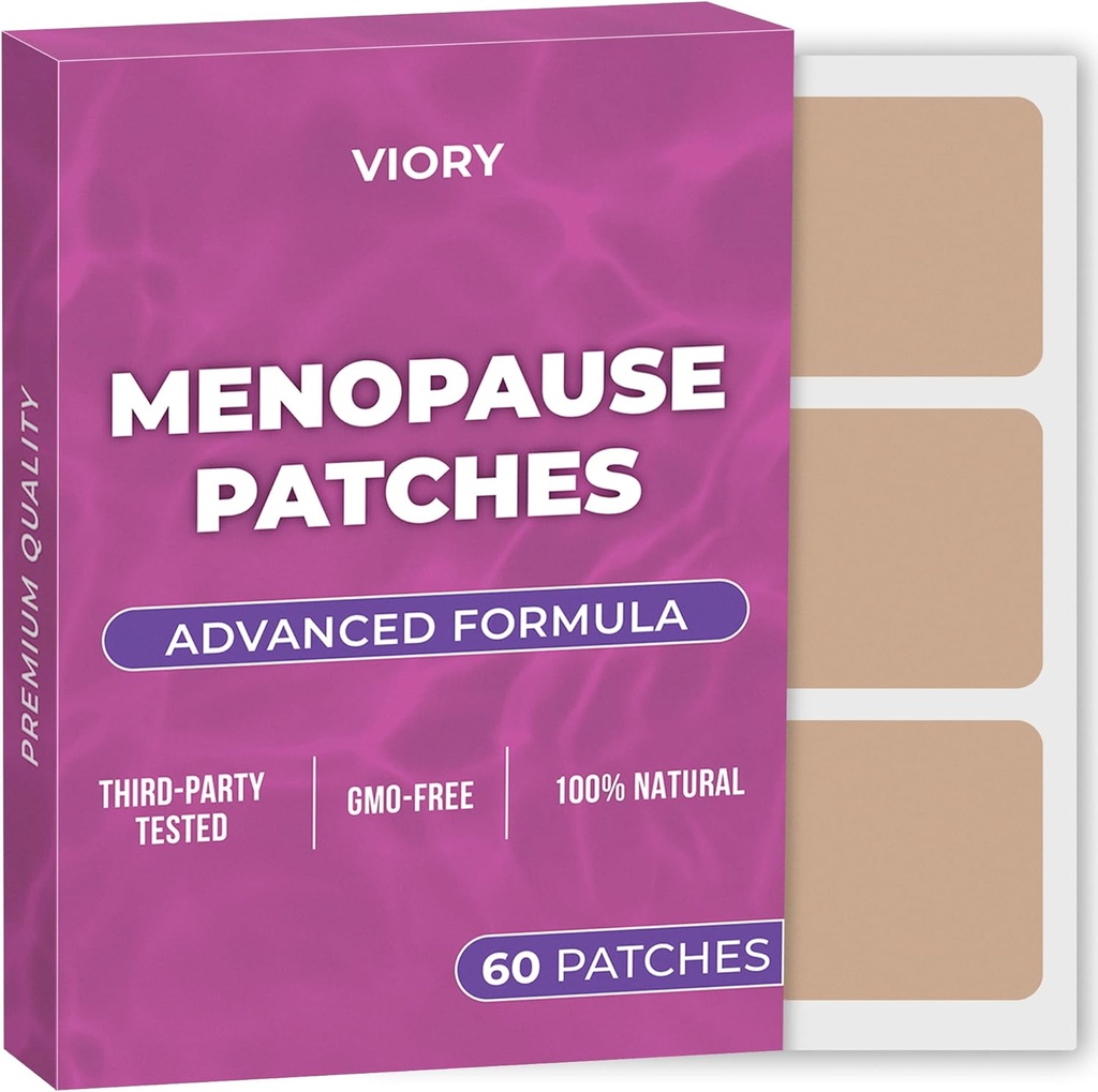 Menopause Relief Patches (Pack of 60) - 100% Natural Patch - with Biotin, D, Turmeric Curcumin, B12 - Enhanced Formula