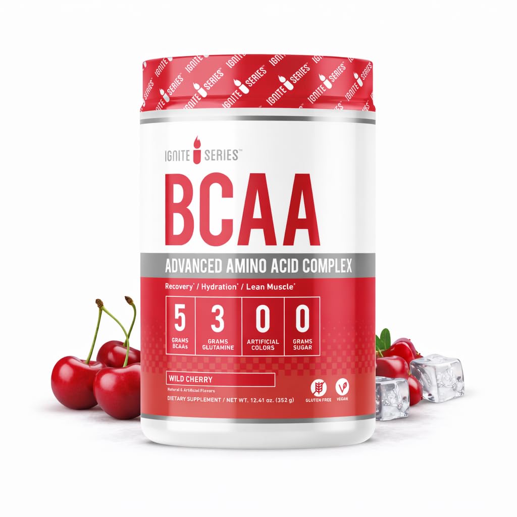 完全な栄養のイグナイト シリーズ BCAA の高度のアミノ酸の複合体、野生のチェリー、サポート筋肉回復、水和及び成長、5g BCAA、3g グルタミン、13 oz の管(30 のサービング)
