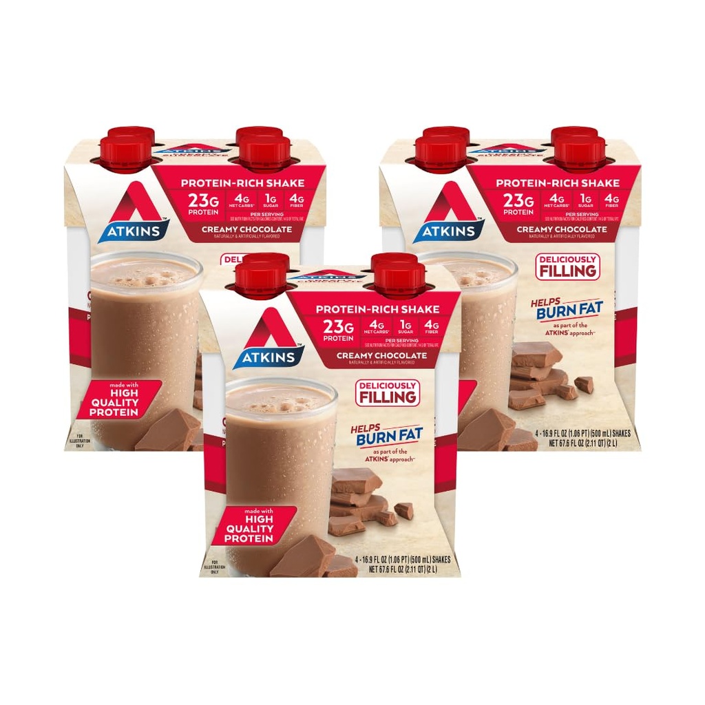 Atkinsのクリーミー チョコレート食事のサイズの蛋白質の揺れ、23g蛋白質、低いGlycemicの4g純炭水化物、1g砂糖、Ketoの友好的、12の計算
