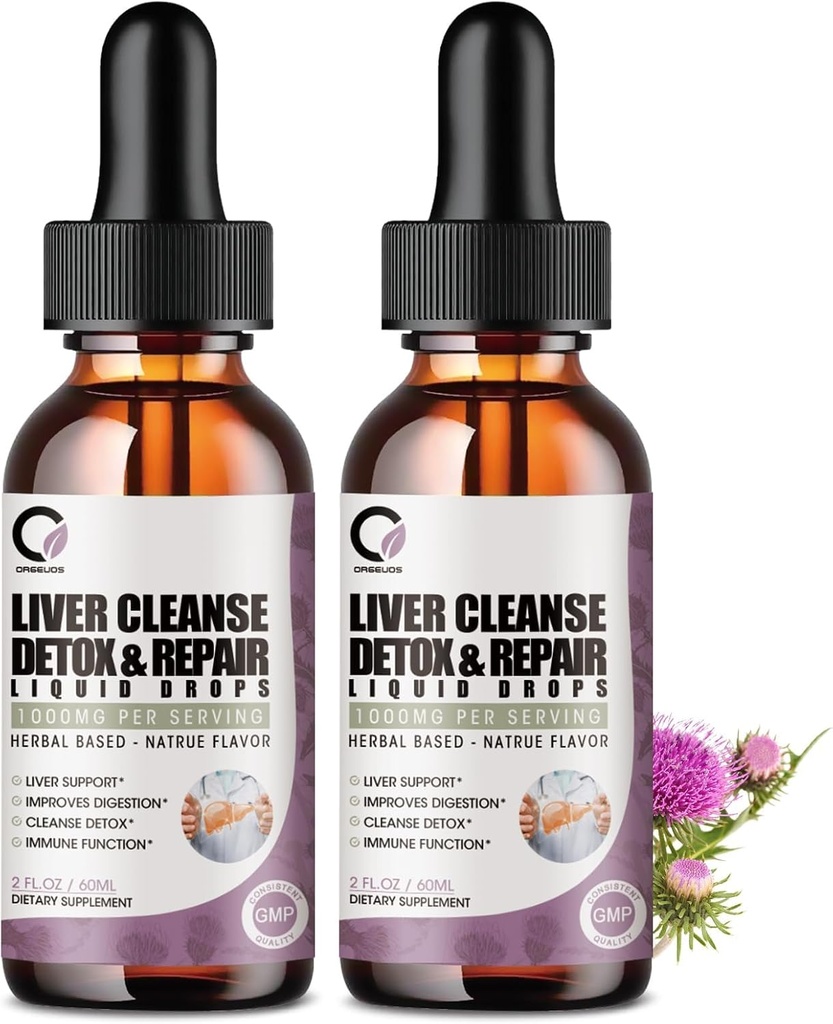4 Fl Oz - 肝臓のクレンジングデトックス&修理液体ドロップ - 1000mgミルクの乳牛エキスは肝臓のクレンジング&デトックス、抗酸化剤、消化器系サポートのためのサプリメントをドロップします