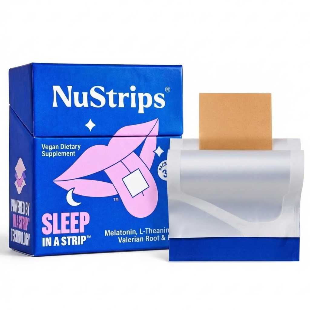 NuStripsTM 5mgメラトニン、バレリアンルート、L-テアニン&ビタミンB6の高速解散睡眠ストリップ - ナチュラルスリープアイド、ビーガン、非GMO、グルテンフリー - 落下眠り高速(30ストリップ)
