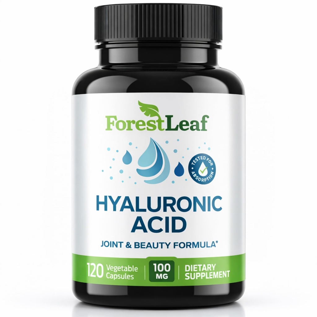 ForestLeaf Hyaluronicの酸の補足  100mg高いBioavailableの食事療法のHyaluronic酸の粉のカプセル+ 50mg VIT Cの サポート皮の水和、接合箇所の潤滑、反老化、毛及び釘  120の帽子