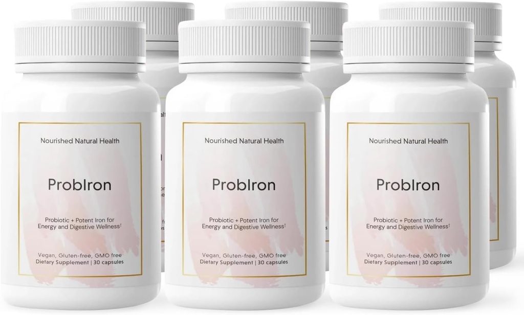 Nourished自然健康ProbIron - 女性のプロバイオティック + ビタミンCと銅でブーステッド鉄サプリメント - エネルギーと消化ウェルネスのためのビーガンフォーミュラ - 180カプセル