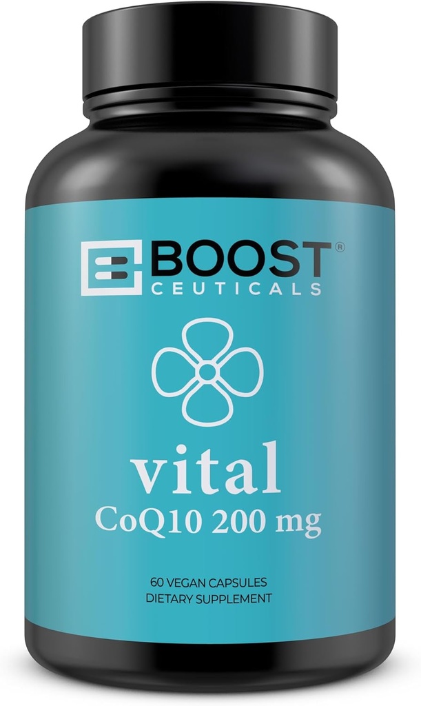 CoQ10 200mg | バイオペリンによる高吸収性コク10 | 純粋なコク10 ビーガン非GMO | 無着色 無グルテン | 60 200 mg カプセル