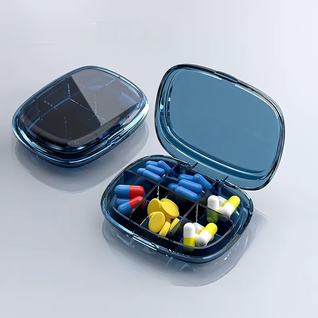 Daily Pill Organizer, 6 Compartments Portable Pill Case,Portable Pill Dispenser, Moisture-Proof Travel Pill Box to Hold Supplements, Vitamins, Cod Liver Oil and Medication… (Clean-Blue)