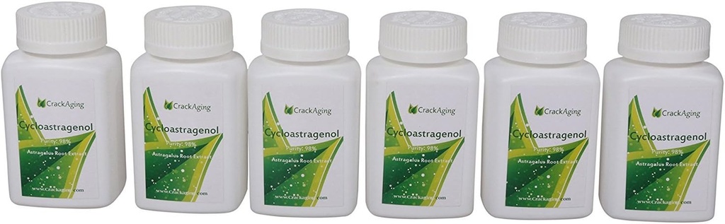Crackaging Super-Absorption Cycloastragenol 98% Antioxidant Defense | Telomere Integrity Support | Cellular Health Support Supplement (10mg/Cap, 180 Caps in 6 Bottles)