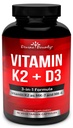 D3サプリメント付きビタミンK2(MK7&MK4) - MK-7 100mcg、MK-4 500mcg、5000 IUビタミンD3 - 骨と心臓サポート - 90非GMOベジタリアンカプセル