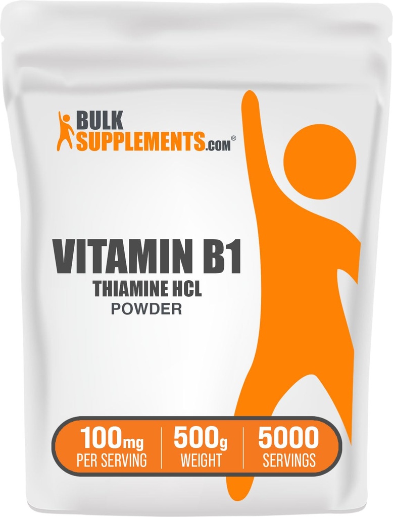 BulkSupplements Thiamine HClパウダー - Thiamine塩酸塩、B1ビタミン、Thiamine B1サプリメント、Thiamine 100mg - Gluten無料、100mg/サービング、500g(1.1ポンド)(パッケージ1)