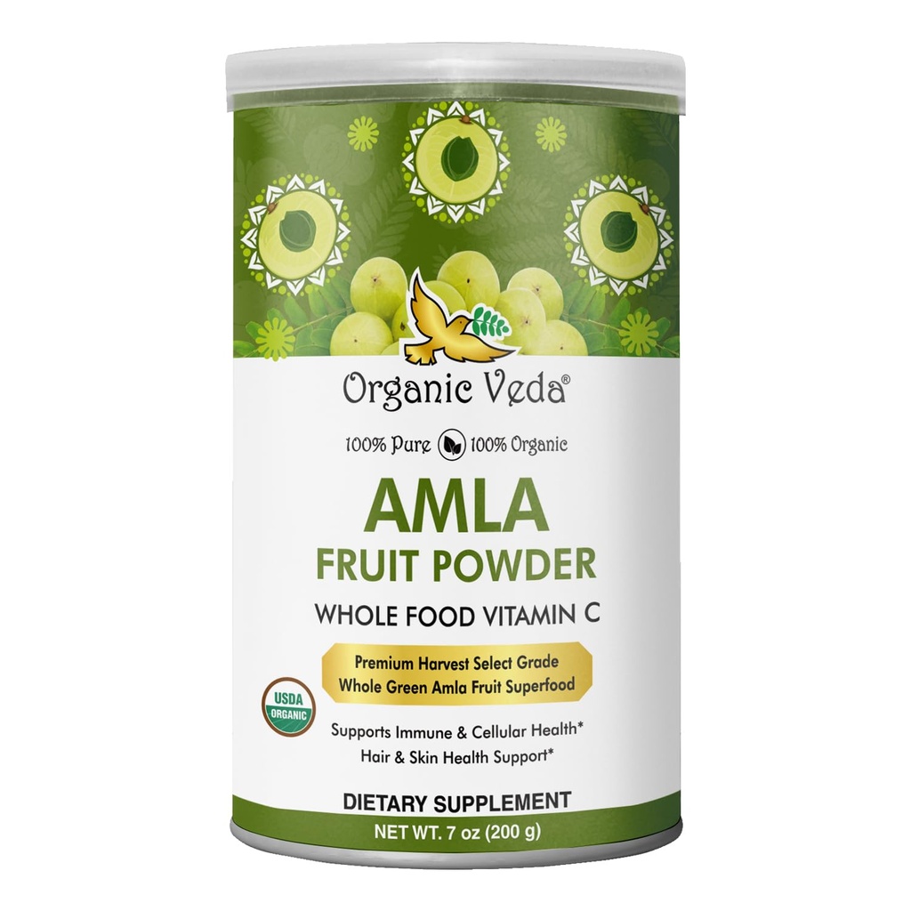 有機性 Veda Amla の粉 有機性、7oz - 毛のためのインドの Gooseberry の粉 - 100% の純粋な Amla のフルーツの粉 ビタミン C、酸化防止剤、サポート 免疫、消化及び皮の健康、非 GMO、ビーガン