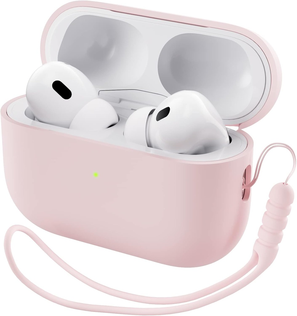 AirPods Pro 2 ケース 2022 に対応した ORNARTO、AirPods Pro 2nd 生成ケース用のフル保護ハイブリッドシリコン、フロント LED 可視スキン カバーピンク