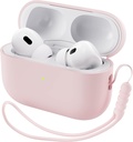 AirPods Pro 2 ケース 2022 に対応した ORNARTO、AirPods Pro 2nd 生成ケース用のフル保護ハイブリッドシリコン、フロント LED 可視スキン カバーピンク