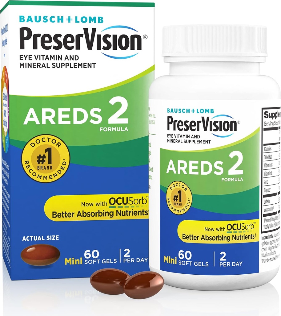 PreserVisionは、ビタミンC、ビタミンE、亜鉛、銅、60 Softgels(Minigels)の2眼のビタミン、#1眼の医師の推奨ブランド、ルテイン、ゼアキサンチンサプリメントです。