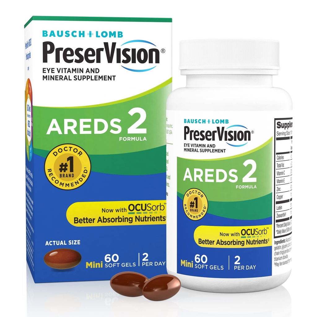 PreserVisionは、ビタミンC、ビタミンE、亜鉛、銅、60 Softgels(Minigels)の2眼のビタミン、#1眼の医師の推奨ブランド、ルテイン、ゼアキサンチンサプリメントです。
