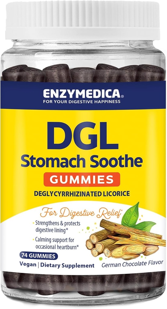 Enzymedica、DGL Stomach Soothe、Diglycyrrhizinated Licorice Gummiesのための消化器サポート及び腸の健康、チョコレート、74の計算