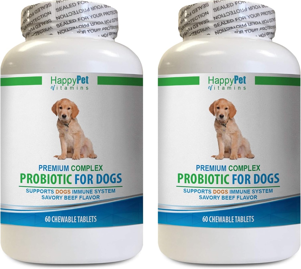 犬のプロバイオティックオーガニック - 犬のプレミアムPROBIOTICS - セイボリービーフフレーバー - ディアリアの悪いガス悪い息 - 腸の健康 - 悪い呼吸犬ホーム救済 - 2ボトル(120のお菓子)