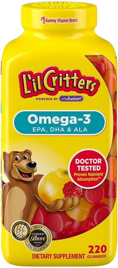 LIL CRITTERSオメガ3、EPA、DHA&ALA、220グミー