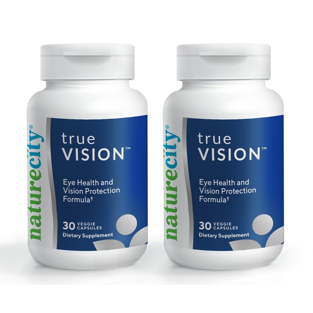 NatureCity True-Vision Eye Health Supplement - 高効力サフラン20mgの植物ベースのルテインとゼアキサンチン - ブルーライト保護、サポートセントラルとナイトビジョン(60ベジーカプセル)