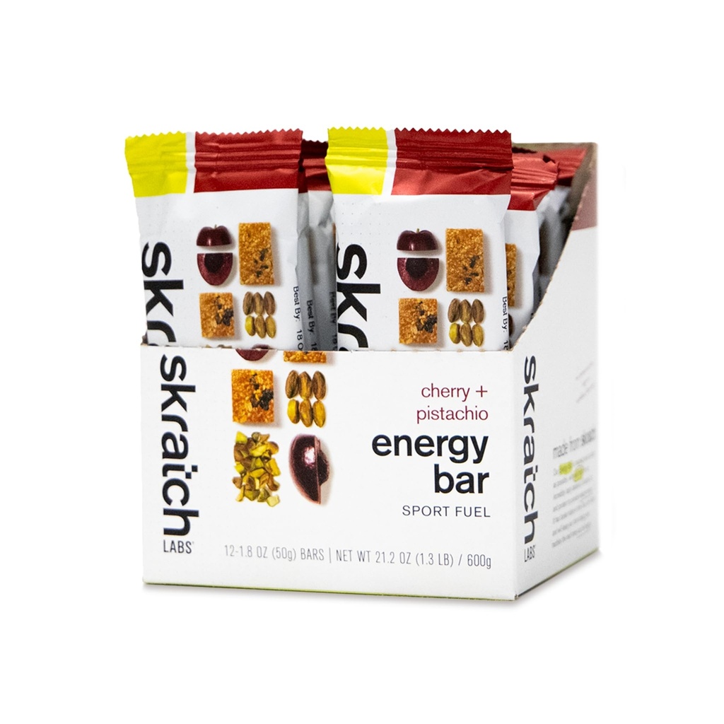 Skratch Labs Energy Bars, Cherry Pistachio, 12 Pack | Sports fuel for endurance, running and hiking, plant based real ingredients, non-GMO, gluten free, soy free, vegan, kosher