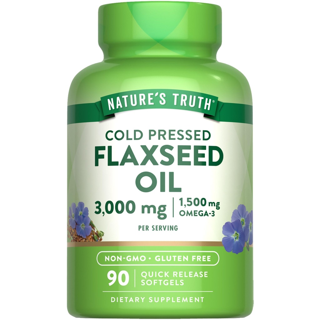 Nature's Truth Flaxseed Oil Softgels | 90 カウント | コールドプレス、非GMO&グルテンフリーサプリメント