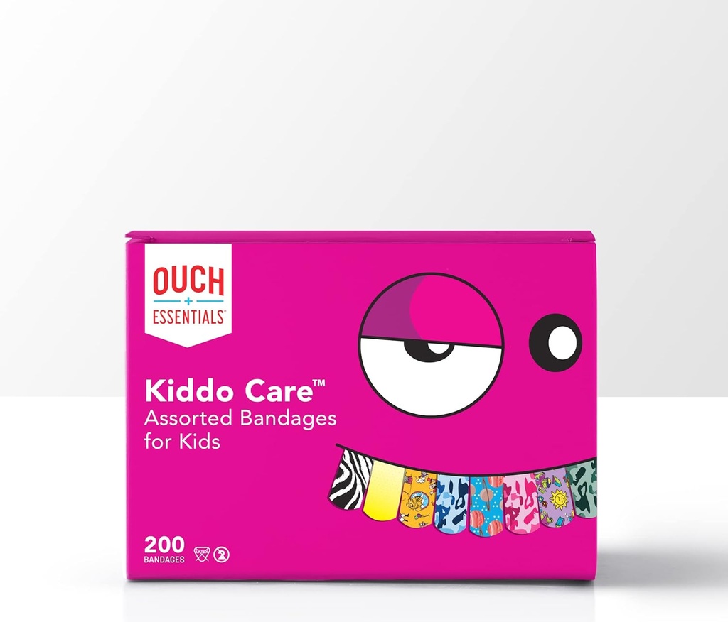 Ouch EssentialsのKiddoの心配-子供の付着力の包帯、分類された様式、200の計算
