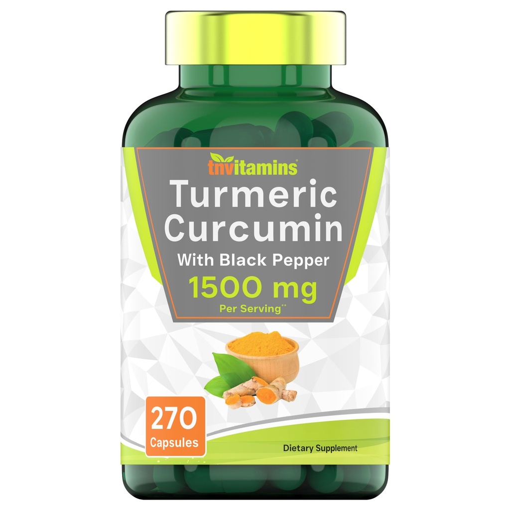 黒胡椒のタンビタミンのターメリッククルクミンカプセル | 1500 MG - 270 カプセル | バルクサイズ - 3 ヶ月供給! | 黒胡椒のゴールデンターメリッククルクミンサプリメント | 非GMO | 米国で生産