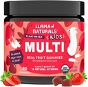 Llama Naturals Kids Multivitamin Gummies, Vegan, Organic with Vitamin D, C & K, Toddler Real Fruit Gummy Vitamins, Chewable Supplement, Whole Food Multivitamin, No Added Sugar Cane, Strawberry, 90 Ct