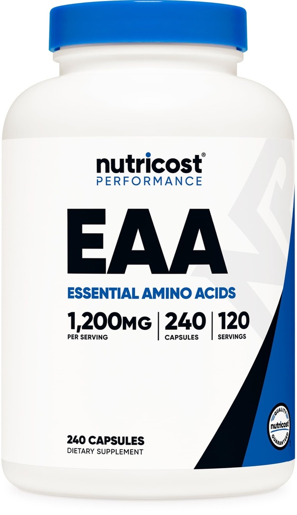 Nutricost EAAカプセル1200mg、240カプセル - エッセンシャルアミノ酸、120サービング - Non-GMO、グルテンフリー&ビーガン