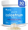 Zena Nutrition Bovine Colostrum Powder Supplement, 1000mg Pure Colostrum, Supports Immune and Digestive Health, Promotes Gut Health, Keto, Gluten Free, Fat Free, Grass Fed, Unflavored, 30 Servings