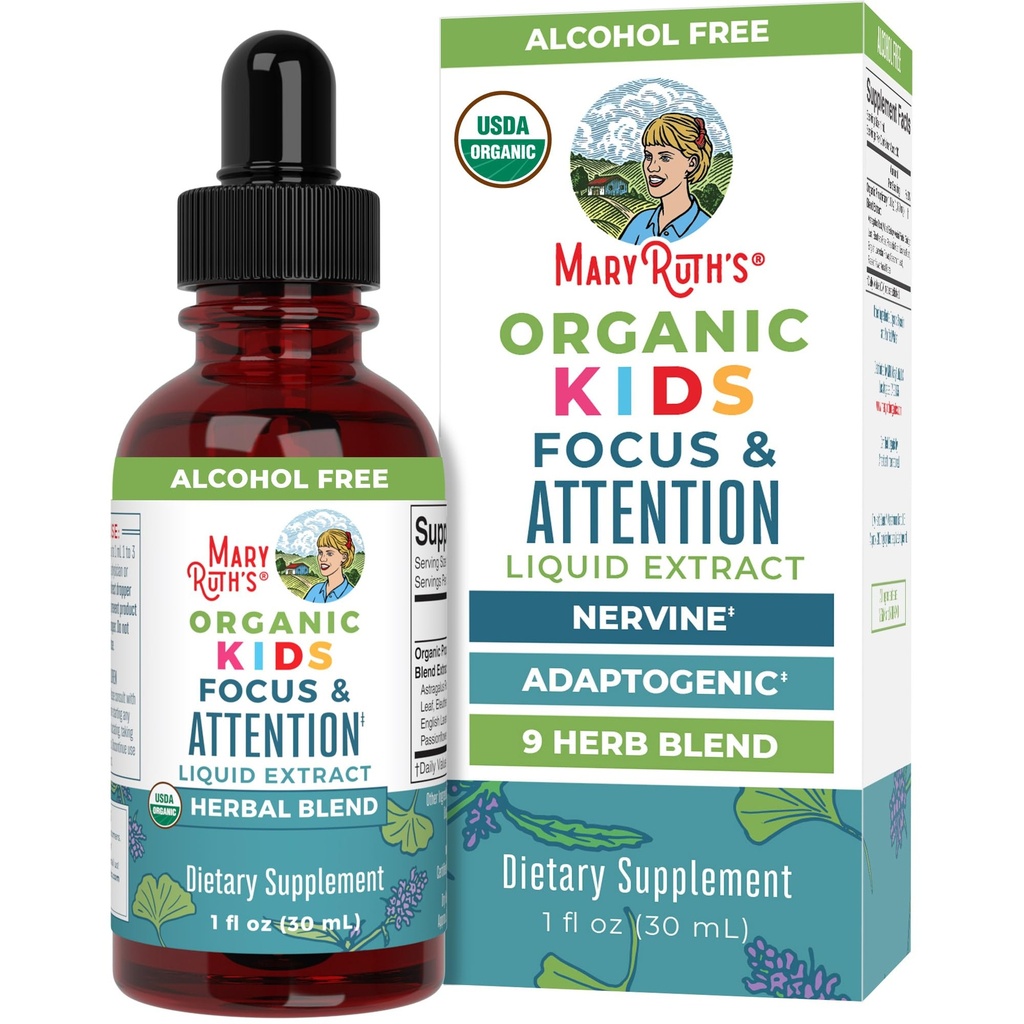 MaryRuth Organicsは、記憶と焦点のためのブレインサプリメントをキッズ, Ginkgo BilobaとUSDAオーガニックドロップ, Rhodiola Root & Licorice Root, 焦点 & 注意, カルム, ビーガン, 非GMO, グルテンフリー, 30 サービング