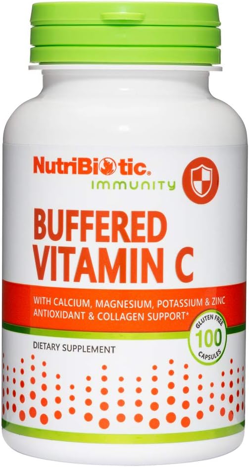 NutriBiotic 緩衝ビタミン C、500 Mg、100 キャップ | 医薬グレード ビタミン C カルシウム、マグネシウム、カリウム、亜鉛 | 抗酸化剤・コラーゲン サポート | GMO&グルテンフリー
