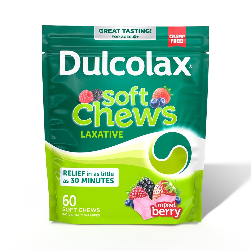 Dulcolax のサリンの Laxative の柔らかい咀嚼、Gentle の便秘の救助、混合された果実味、酸化マグネシウム 1200 の mg、60 の計算