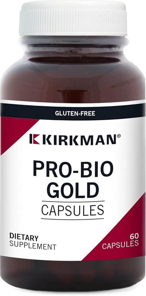 Kirkman Pro-Bio Gold - Hypoallergenic | 60 ベジタリアンカプセル ||プロバイオティクス ||グルテンフリー・カセインフリー | 消化器系健康をサポート | 950 以上の環境汚染物質を検査