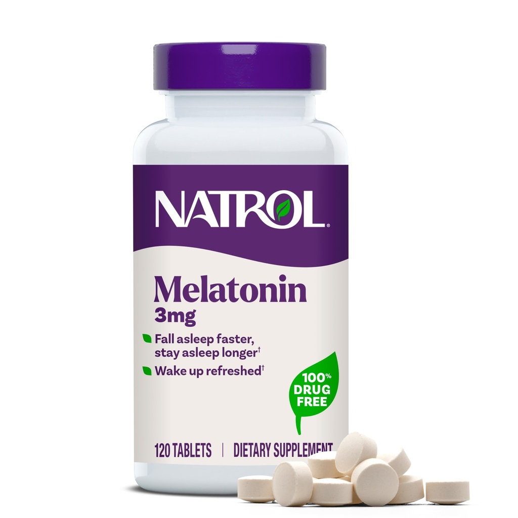 Natrol Melatonin 3 mg, 休息のための栄養補助食品, 大人のための睡眠サプリメント, 120 メラトニン錠, 120 日の供給