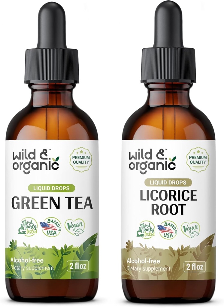 ワイルド&オーガニックグリーンティーTincture 2 fl oz & リコライスTincture 2 fl oz
