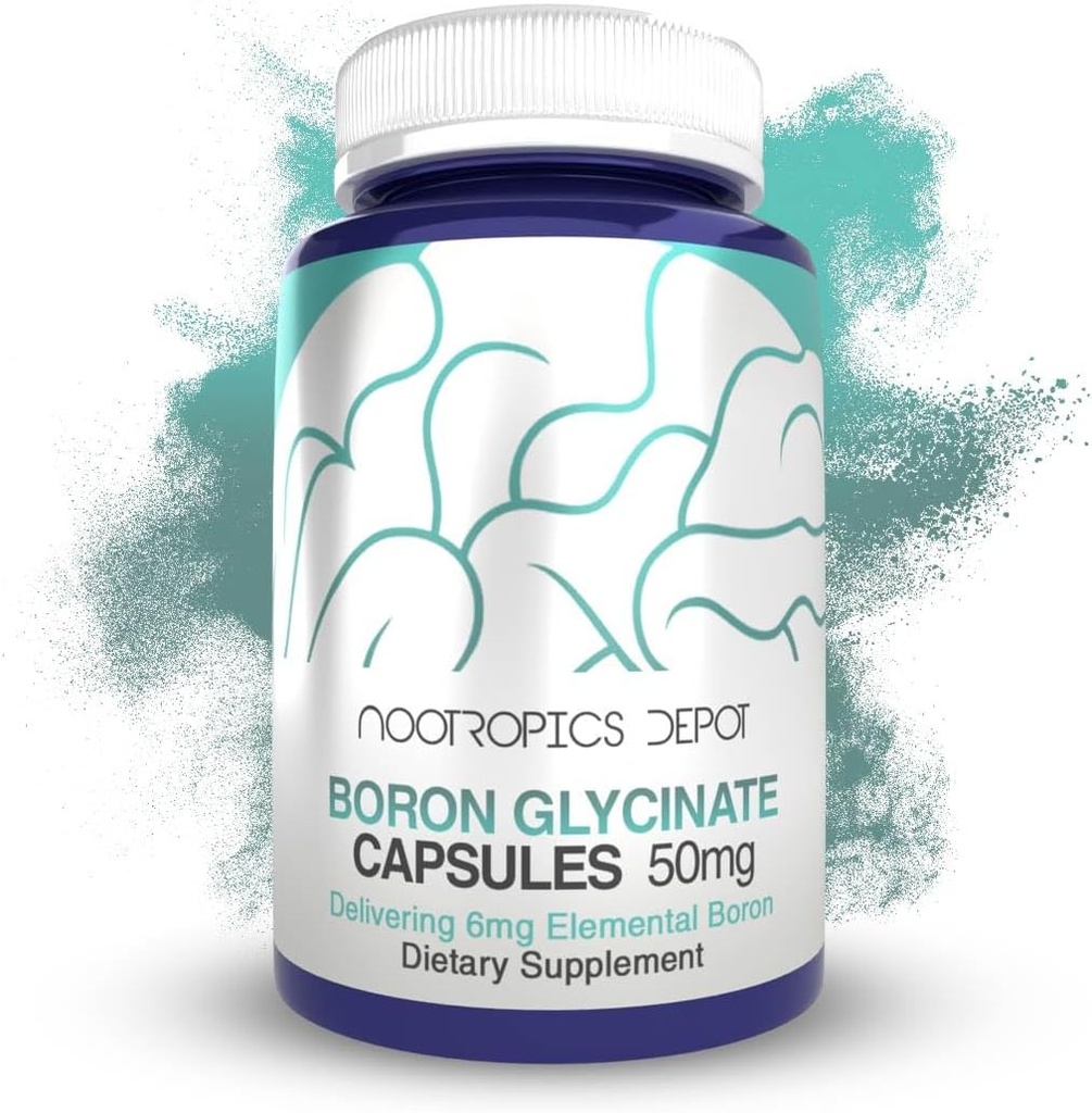 Nootropics Depot Boron グリセインカプセル | 50mg | 6mg Elemental Boron | テストステロン、炎症、免疫、認知サポート | 120 カウント
