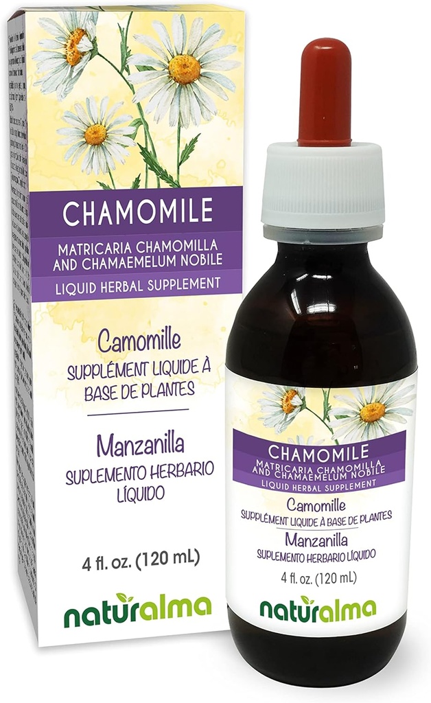 ナチュラルマドイツとローマのカモミール(Matricaria chamomillaとChamaemelum nobile)フラワーアルコールフリーのチンキ - ドロップで4 fl oz液体エキス - ハーブサプリメント - ビーガン