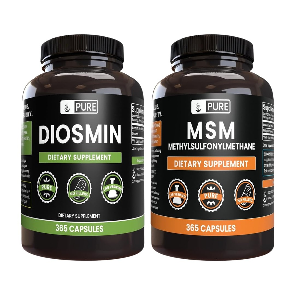 純粋な元のINGREDIENTSのDiosminおよびMSMの束、各365のカプセルはマグネシウムか米の注入口、常に純粋ではないです