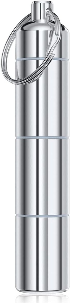 Nipichsha Keychainの丸薬のホールダー、Purse及びポケット、金属のタブレットのオルガナイザーの容器、ビタミン、薬、魚油、銀を握るKeychainが付いている携帯用防水タブレットの箱