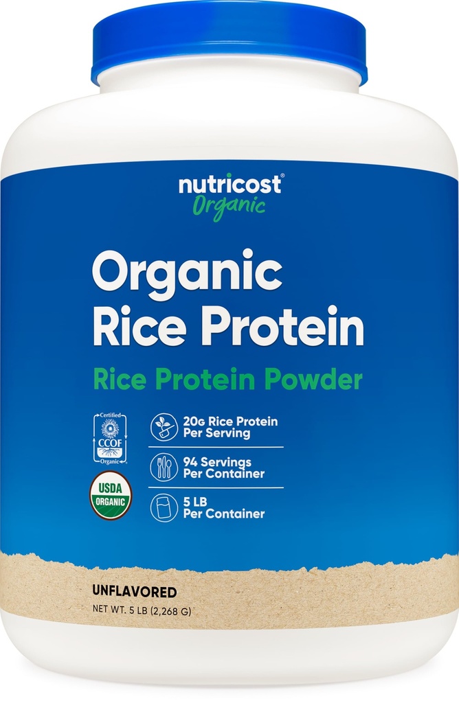 Nutricostオーガニックライスプロテインパウダー(5 LB) - グルテンフリー、GMOフリー(玄米)