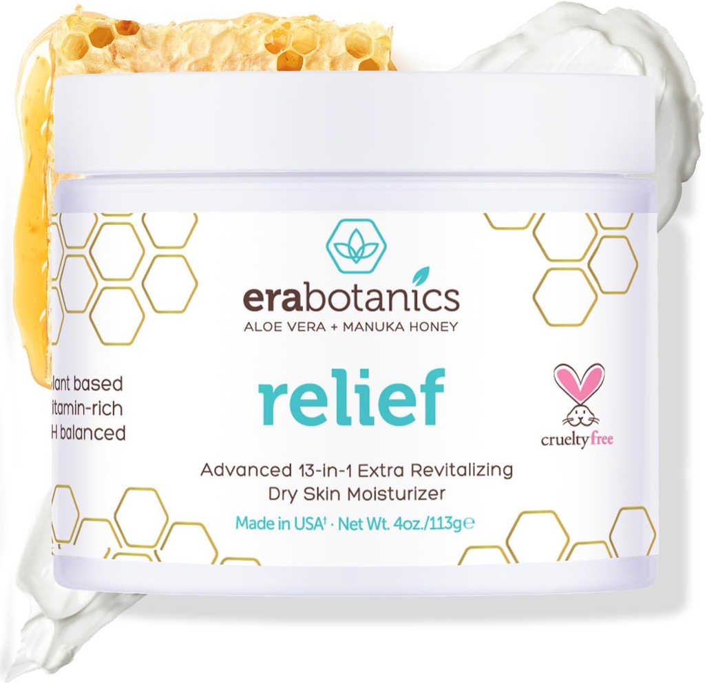 Era Organics Eczema、乾癬および皮膚炎保湿クリーム - 乾燥、アロエベラ、マヌカハニーとより4ozのための高度13-in-1非脂質顔または体ローション
