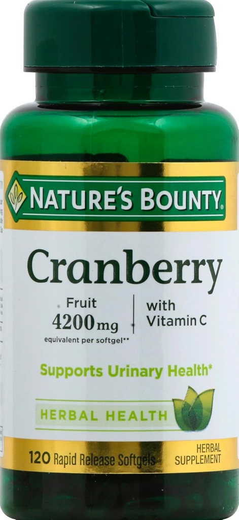 Nature's Bountyクランベリーフルーツ4200mgプラスビタミンC、120Softgels(1パック)
