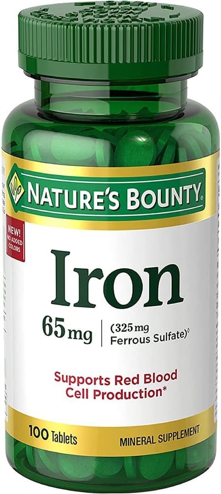 Nature's Bounty I.Ron 65mg、325 mgの鉄硫酸塩 - 細胞エネルギーサポート - 65mg - 100錠。