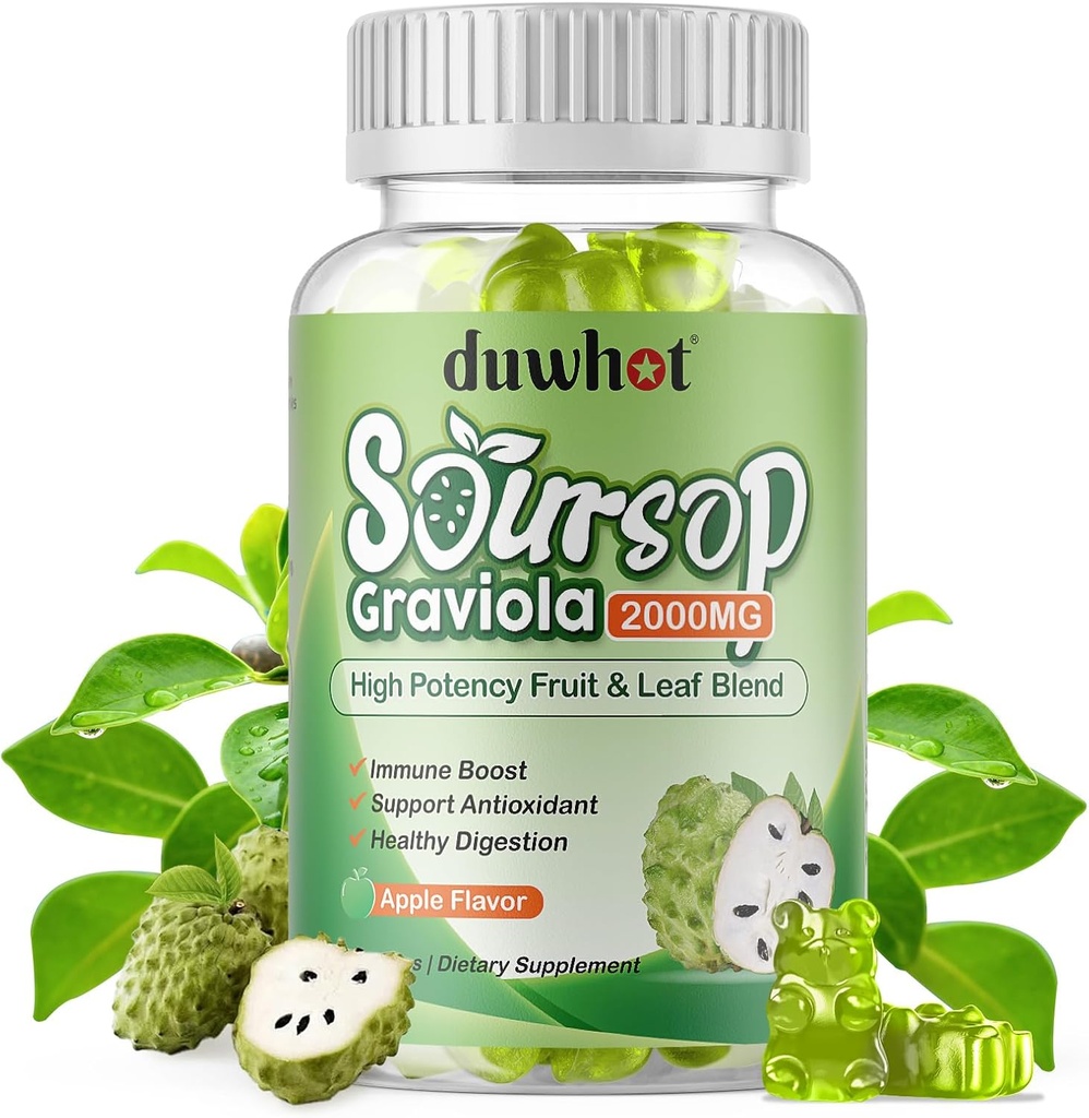 Soursop Gummies 2000MG、大人のためのSoursopの葉及びフルーツのエキス、Soursopのフルーツは免疫サポート、酸化防止および消化援助のためのC、ビーガン、60の計算を分類します