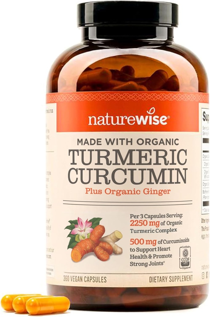 NatureWise Curcuminのターメリック2250mg - 95%のクルクミノids及び高度の吸収のためのBioPerineの黒のペッパーのエキス-毎日の接合箇所および免疫の健康サポート-ビーガン、非GMO、360の計算[120日の供給]