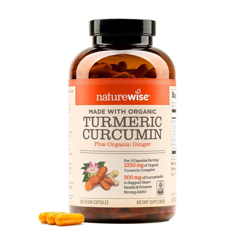 NatureWise Curcuminのターメリック2250mg - 95%のクルクミノids及び高度の吸収のためのBioPerineの黒のペッパーのエキス-毎日の接合箇所および免疫の健康サポート-ビーガン、非GMO、360の計算[120日の供給]