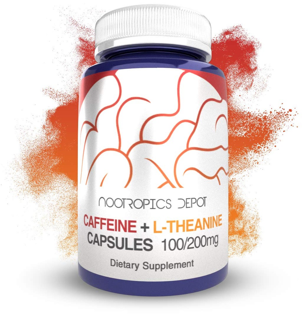 ノトropics デポックインとL-テアニンカプセル | 60 丸薬 | 100 mg のカフェインと 200 mg の L-テアニン | 天然サプリメント | エネルギーブースター | メンタルフォーカス + 警戒 | コーヒー代替